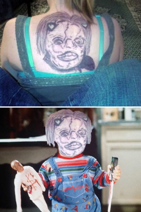 tatuaje mal hecho de chucky 