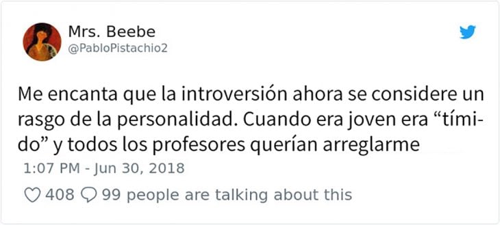 tuit sobre introversión 