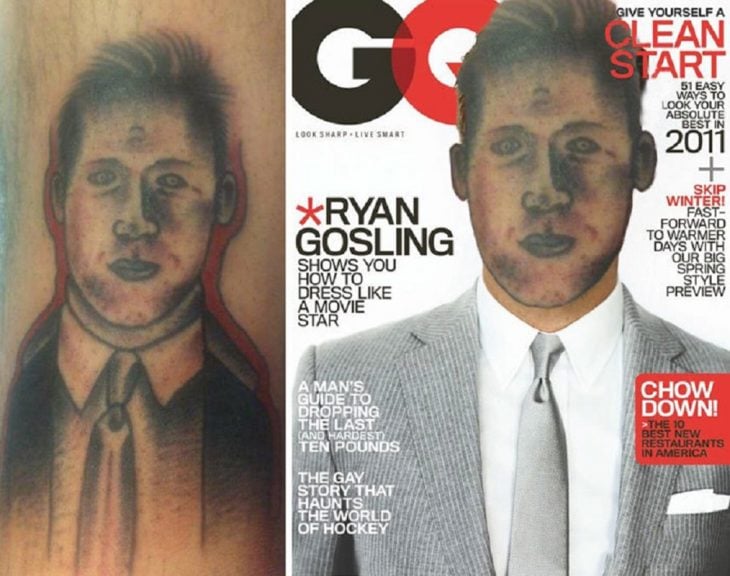 tatuaje mal hecho de Ryan Gosling 