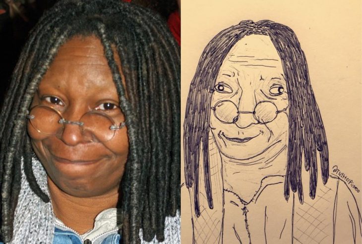 retrato feo de Whoopi Goldberg