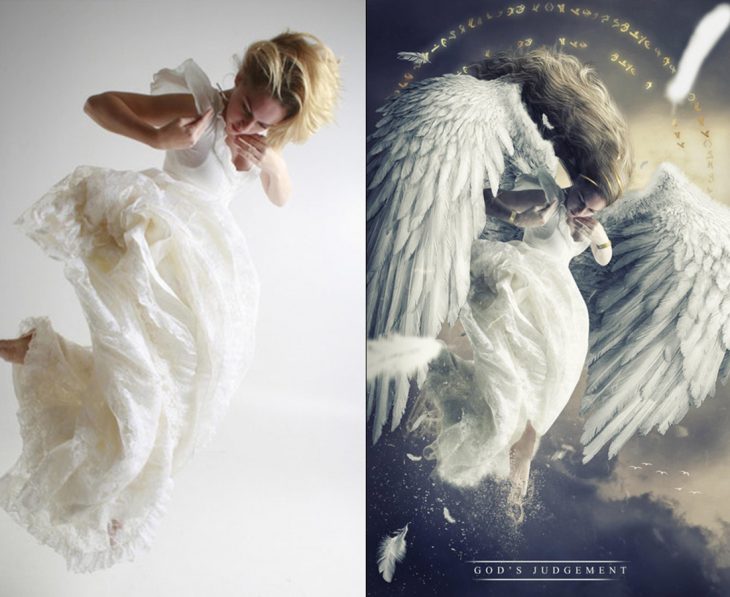photoshop antes y después de un ángel
