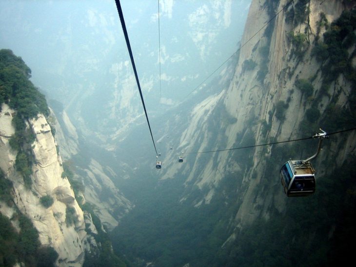 Teleférico que va al monte Hua, China