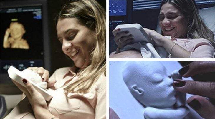 Madre ciega toca la imagen 3D del ultrasonido de su bebé