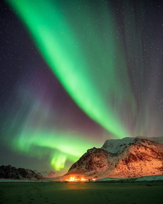 Aurora boreal en las Islas Lofoten, Noruega