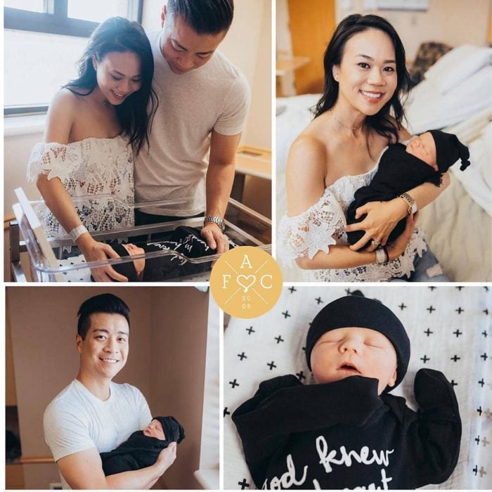 asiáticos con bebé adoptado 