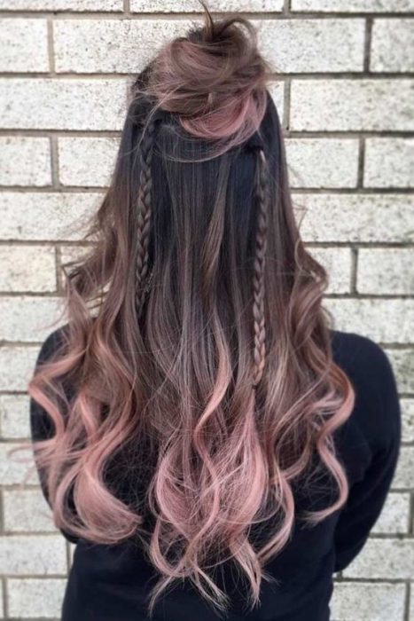 Cabello dusty con ombre rosa