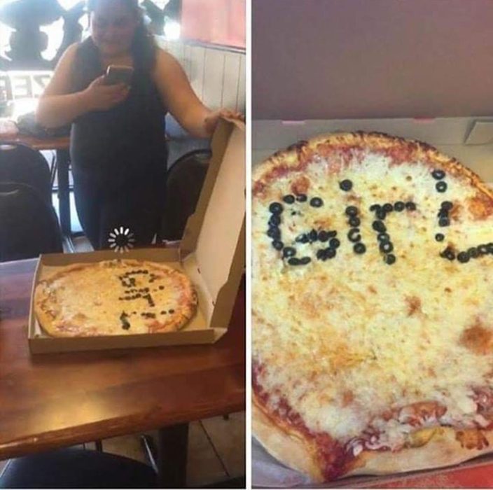 revelación de género en pizza