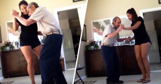 Cover video de una joven bailando con su abuelo