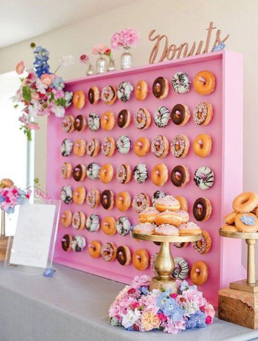 Muro de deliciosas donuts