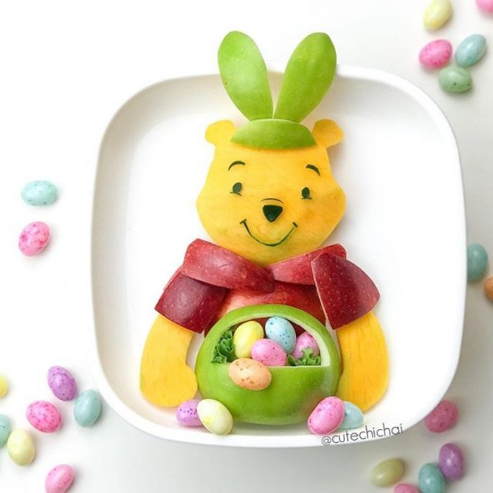 Winnie the Pooh hecho de frutas 