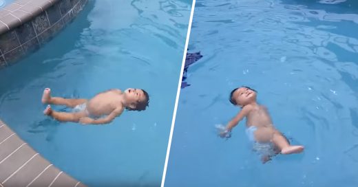 Cover Niño de un año flota en el agua