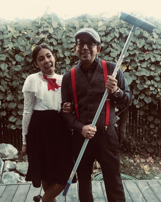 padre e hija disfrazados de mary poppins 