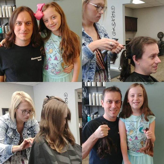 Padre e hija se dejaron crecer el cabello 2 años para donarlo