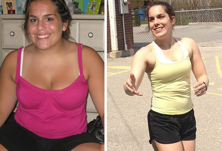 chica antes y después de perder peso 