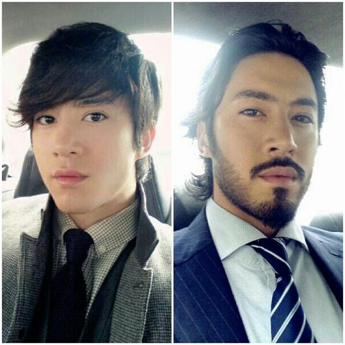 coreano con y sin barba 