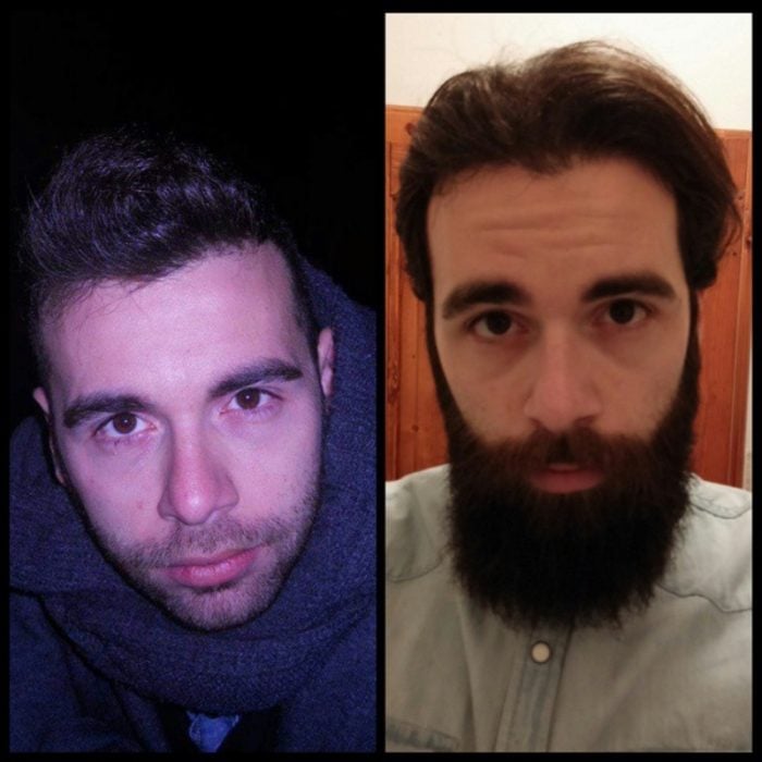 hombre con y sin barba 