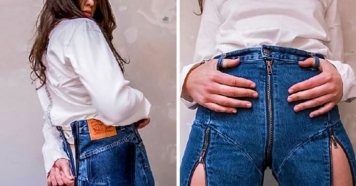 pantalón con varios cierres 