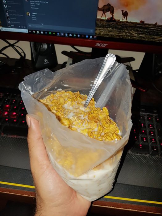 cereal directo de la bolsa 