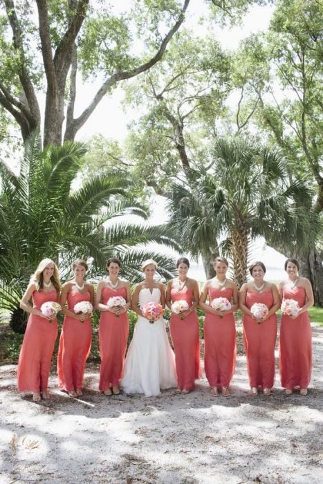 vestidos para damas de honor corales 