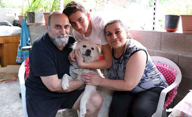 perrito se pone feliz de ver a su familia